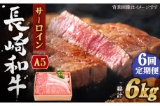 【全6回定期便】長崎和牛 サーロイン ステーキ 総計6.0kg （1.0kg/回）【株式会社 OGAWA】 [QBI013] 牛肉 和牛 焼き肉 バーベキュー / 長崎県 佐々町
