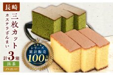 カステラ ざんまい 3枚カット×3箱 （ハニー×2・抹茶×1）【菓秀苑 森長】 [QBL001] / 長崎県 佐々町