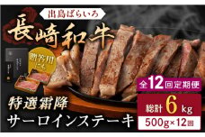 【全12回定期便】長崎和牛「出島ばらいろ」特選霜降 サーロインステーキたっぷり約500g【合同会社肉のマルシン】 [QBN021]