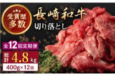 【全12回定期便】長崎和牛 切り落とし 約400g （カタ、モモ、バラ、ロース、スネのいずれか）【合同会社肉のマルシン】 [QBN048]