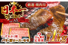 【全3回定期便】【A4～A5】長崎和牛焼肉用　1kg（500g×2p）【株式会社 MEAT PLUS】 [QBS036] 冷凍 国産牛 牛肉 ブランド牛 焼き肉 牛肉 肉 お取り寄せ 焼肉 BBQ バーベキュー
