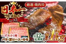 【全12回定期便】【A4～A5】長崎和牛焼肉用　1kg（500g×2p）【株式会社 MEAT PLUS】 [QBS038] 冷凍 国産牛 牛肉 ブランド牛 焼き肉 牛肉 肉 お取り寄せ 焼肉 BBQ バーベキュー