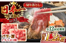【全12回定期便】【A4～A5】長崎和牛切り落とし　1.2kg(600g×2p）【株式会社 MEAT PLUS】 [QBS053] 牛肉 肉 国産 切り落し  切りおとし きりおとし 切落とし 和牛 小分け 和食 洋食 カレー 厳選 九州 焼肉 カレー ビーフシチュー 和牛 牛丼