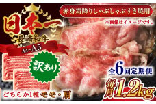 【全6回定期便】【訳あり】【A4～A5】長崎和牛赤身霜降りしゃぶしゃぶすき焼き用（肩・モモ）1.2kg(600g×2p)【株式会社 MEAT PLUS】 [QBS103] 牛肉 切り落とし しゃぶしゃぶ すき焼き 長崎和牛 赤身
