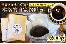店長おススメのコーヒー豆(2種100g×1パックずつ)【roku coffee】 [QBU003]