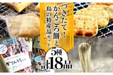 【五島名物が盛りだくさん！】つきたて！かんころ餅と島の選りすぐり特産品 セット  かんころ かんころ餅 もち 餅 さつまいも 芋 かりんとう お菓子 おやつ うどん 五島うどん 麺 麺類 塩 しお ソルト 【花野果】 [RAY004]