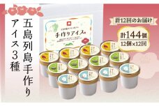 【全12回定期便】【一年中美味しい！こだわりがつまった島のアイス！】手づくり アイス 3種 セット 計12個【マルマス】 [RAX019]