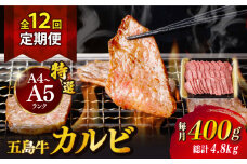 （廃盤）【全12回定期便】【幻の和牛！とろける肉汁がたまらない…！】 五島牛 特選 カルビ 400g 焼肉 牛肉 牛 肉 お肉 国産 和牛 赤身 小分け 国産 和牛 肉 にく 牛肉 牛 和牛 カルビ 定期便 五島牛 A4 A5 すき焼き しゃぶしゃぶ 焼肉 カレー 牛丼 高級 長崎和牛 【カミティバリュー】 [RBP040]