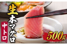 【ながさき水産業大賞受賞の新鮮なマグロを冷蔵でお届け！！】 五島列島産 養殖 生本かみまぐろ 中トロ 刺身 ブロック 500g【カミティバリュー】 [RBP051]