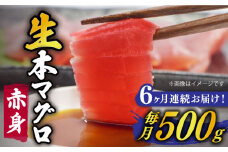 【全6回定期便】【ながさき水産業大賞受賞！！】五島列島産 養殖 生本かみまぐろ 赤身 ブロック 500g【カミティバリュー】 [RBP062]