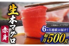 【全6回定期便】【ながさき水産業大賞受賞！！】五島列島産 養殖 生本かみまぐろ 赤身 ブロック 500g【カミティバリュー】 [RBP062]
