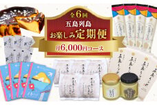 【全6回定期便】五島列島 お楽しみ定期便 月6,000円コース 五島うどん うどん ふしめん あご あごだし だし 塩 しお ソルト プリン チーズケーキ ケーキ 【虎屋】 [RBA052]