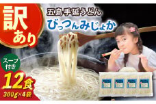 【訳あり】びっつんみじょか 五島手延うどん 300g×4袋 スープ×6袋 五島うどん うどん 麺 麺類 あご あごだし だし スープ 6000円 6千円 【ますだ製麺】 [RAM039]