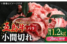 【全3回定期便】【希少で上品なお肉をご家庭で！】五島牛 バラ 小間切れ 3パック（1.2kg）6～8人前 切り落とし【ごとう農業協同組合】 [RAT015]