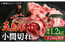【全12回定期便】【希少で上品なお肉をご家庭で！】五島牛 バラ 小間切れ 3パック（1.2kg）6～8人前 切り落とし【ごとう農業協同組合】 [RAT017]