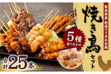  熊本産 肥後のうまか赤鶏 焼き鳥セット 5種 盛り合わせ （計25本）