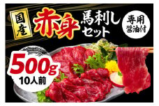 【ふるさと納税】国産 熊本 馬刺し 「赤身馬刺しセット 500g 10人前」赤身 専用醤油 ブロック 冷凍 生食用 プレゼント 贈り物 内祝い