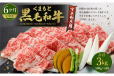 【6回定期便】くまもと黒毛和牛 すきやき用 500g 計約3kg【モモ・ウデ等】（N02R6）