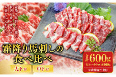 霜降り馬刺しの食べ比べ 大トロ中トロ馬刺し 各300g 計600g 2種 馬刺し 馬肉 食べ比べ 小袋醤油付き