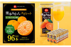 【3ヶ月毎4回定期便】 ジューシー プレミアム 熊本みかんストレート 100％ 200ml×24本 みかん ミカン 蜜柑 ジュース みかんジュース オレンジジュース 紙パック 国産