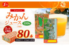 【2回定期便】 ジューシー みかんジュース 100％ （学給） 125ml×40本 みかん ミカン 蜜柑 ジュース オレンジジュース 飲料 紙パック 国産 熊本県