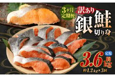 【定期便3か月】銀鮭カット 切り身 約1.2kg 定塩 バラ冷凍 形不揃いのため訳あり 総量約3.6kg 銀鮭 鮭 塩鮭 サケ シャケ サーモン 切身 魚 冷凍 皮付き 焼き鮭 焼き魚 おかず 家庭用 定期便 熊本市