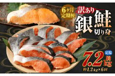 【定期便6か月】銀鮭カット 切り身 約1.2kg 定塩 バラ冷凍 形不揃いのため訳あり 総量約7.2kg 銀鮭 鮭 塩鮭 サケ シャケ サーモン 切身 魚 冷凍 皮付き 焼き鮭 焼き魚 おかず 家庭用 定期便 熊本市