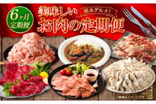 熊本グルメ！美味しいお肉の6回定期便 馬肉 ローストビーフ カレー 4種 牛タン 豚肉 餃子 馬刺し 定期便