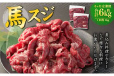 【6ヶ月定期便】 馬スジ 1kg （500g×2パック） 計6kg 馬肉 馬 お肉 肉 おかず 冷凍