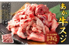 【3ヶ月定期便】 あか牛スジ 1kg （500g×2パック） 計3kg あか牛 牛肉 牛 お肉 肉 おかず 冷凍