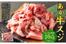 【6ヶ月定期便】 あか牛スジ 1kg （500g×2パック） 計6kg あか牛 牛肉 牛 お肉 肉 おかず 冷凍