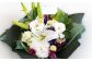 【白＋パープル系】 お供え用 生花 （仏花） アレンジ Lサイズ