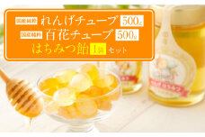 国産 純粋百花蜂蜜 純粋れんげ蜂蜜 チューブ 各1本 蜂蜜あめ 1袋