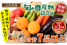 【毎月お届け】【定期便3回】八代市産！旬の農産物詰合せ 復興 福袋 7品以上