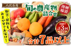【毎月お届け】【定期便3回】八代市産！旬の農産物詰合せ 復興 福袋 7品以上