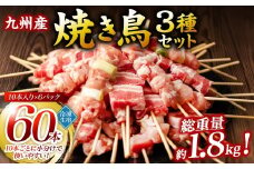 九州産 焼き鳥 セット 60本 やきとり BBQ 惣菜 小分け ボリューム バラエティー 国産 簡単 調理 おつまみ 詰め合わせ 冷凍 【順次発送】