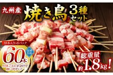 九州産 焼き鳥 セット 60本 やきとり BBQ 惣菜 小分け ボリューム バラエティー 国産 簡単 調理 おつまみ 詰め合わせ 冷凍 【順次発送】