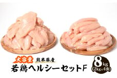 大容量 熊本県産 若鶏ヘルシーセットF (ささみ・むね肉) 合計8kg (各2kg×2袋)