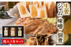 生姜ジャム・生姜味噌・生姜ときくらげの佃煮 3本セット しょうが 詰め合わせ
