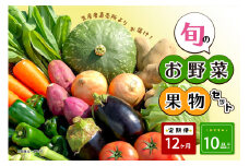 【毎月12ヶ月定期便】生産者直売所よりお届け！おまかせ旬のお野菜・果物セット！ おすすめ10品以上