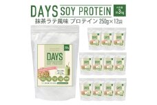 DAYS SOY PROTEIN 抹茶ラテ 風味 計3kg（250g×12袋）プロテイン ワークアウト 筋肉 筋トレ 減量