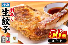 羽根つき冷凍生餃子2パック(56個入)　たれ2本とラー油付