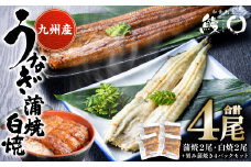 蒲焼き 2尾 白焼き 2尾 刻み蒲焼き 4PCセット うなぎ ウナギ お祝い 国産 蒲焼き かばやき 冷凍 うな重