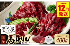 ★旅サラダで紹介されました★  国産馬刺しブロック400g　馬刺し専用タレ付き 馬肉 冷凍 個装 パック 【2025年12月発送】