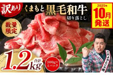  【訳あり】 くまもと黒毛和牛 切り落とし 1.2kg（300g×4）（ 黒毛和牛 牛肉 和牛 ブランド牛 ブランド和牛 訳あり牛肉 ブランド牛肉 牛肉切り落とし ブランド牛切り落とし 小分け 熊本県産 くまもと 国産 人気 毎月数量限定 ）【2025年10月発送】