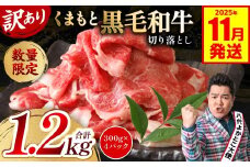 【訳あり】 くまもと黒毛和牛 切り落とし 1.2kg（300g×4）（ 黒毛和牛 牛肉 和牛 ブランド牛 ブランド和牛 訳あり牛肉 ブランド牛肉 牛肉切り落とし ブランド牛切り落とし 小分け 熊本県産 くまもと 国産 人気 毎月数量限定 ）【2025年11月発送】 