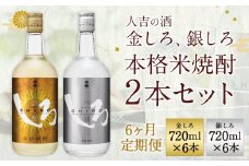 【定期便6回】人吉の酒「金しろ、銀しろ」本格 米焼酎 2本 セット 25度  720ml 2本 1.4L×6か月 焼酎 酒