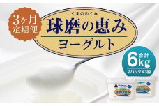 【3ヶ月定期便】球磨の恵みヨーグルト 加糖 1kg×2パック×3回  合計6kg 