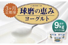【3ヶ月定期便】球磨の恵み ヨーグルト 加糖 1kg×3パック×3 合計9kg