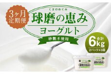 【3ヶ月定期便】球磨の恵 ヨーグルト 砂糖不使用 1kg×2パック×3回 合計6kg